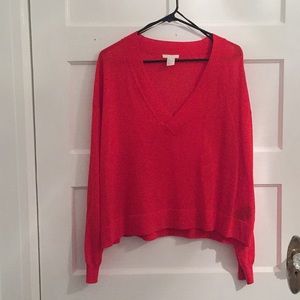New H&M red lightweight long sleeve shirt/sweater